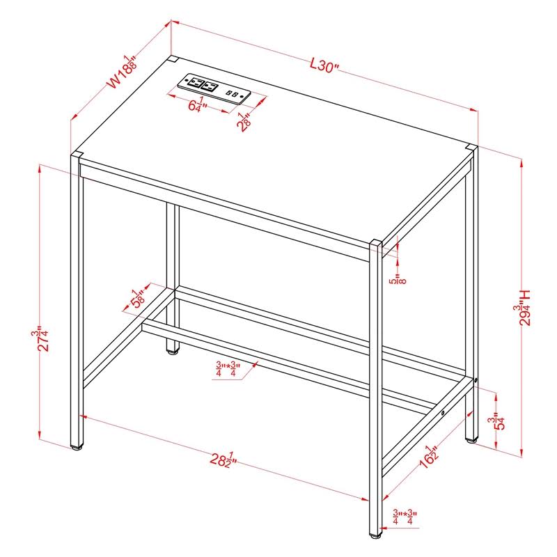 Aruba Blue and Gold Wood Writing Desk with USB Port C7098