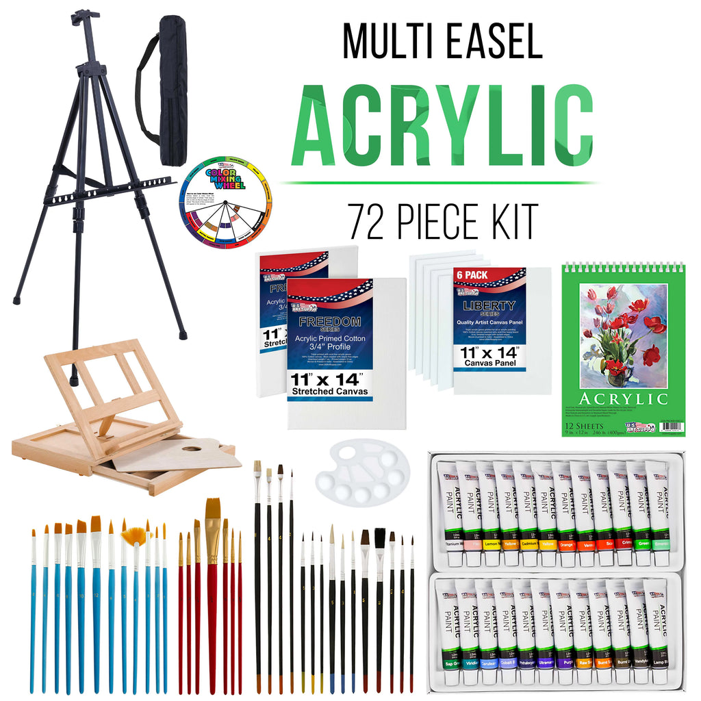 72-Piece Acrylic Painting Set with Easel and Brushes N527