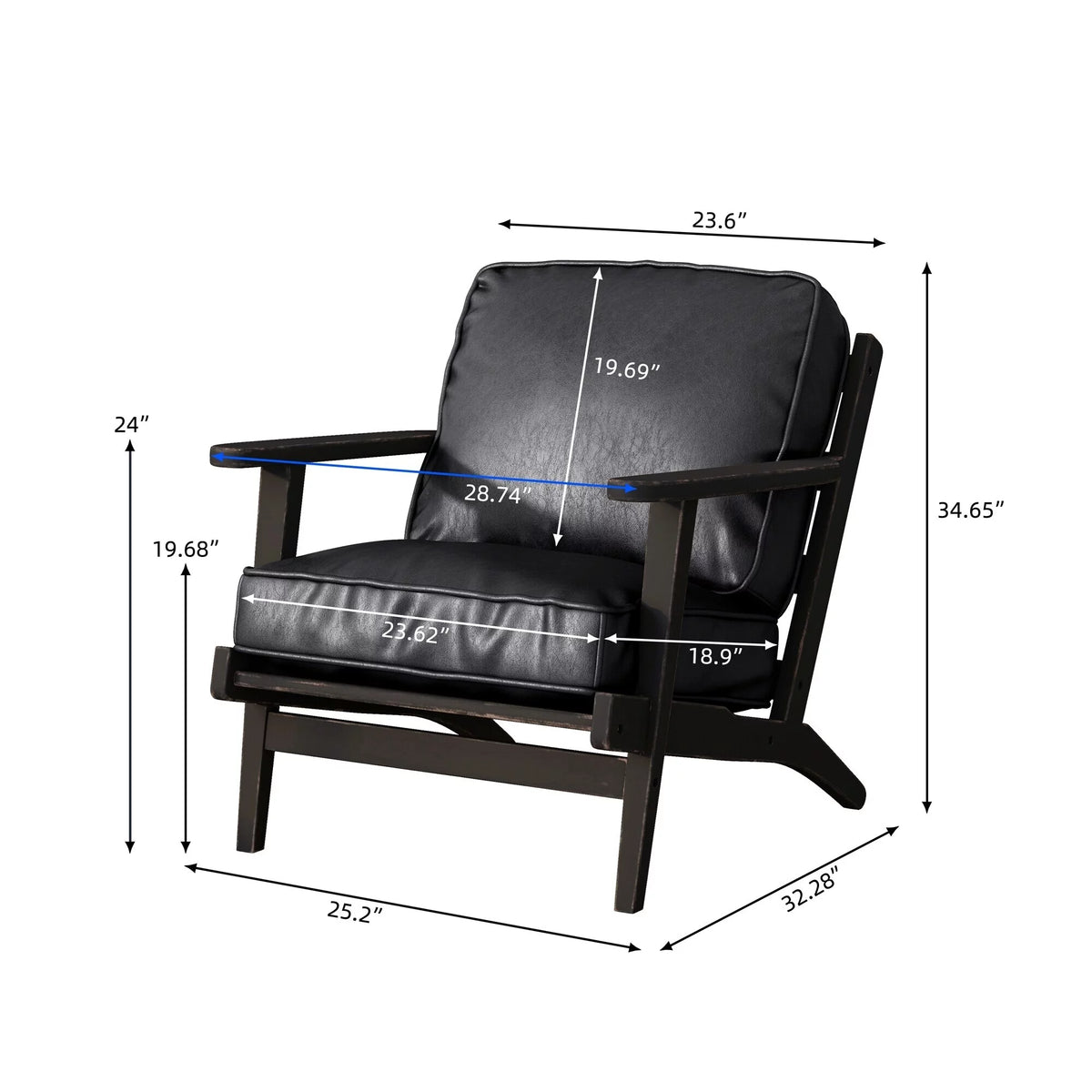 Solid Wood Pu Leather Accent Arm Chair S5268