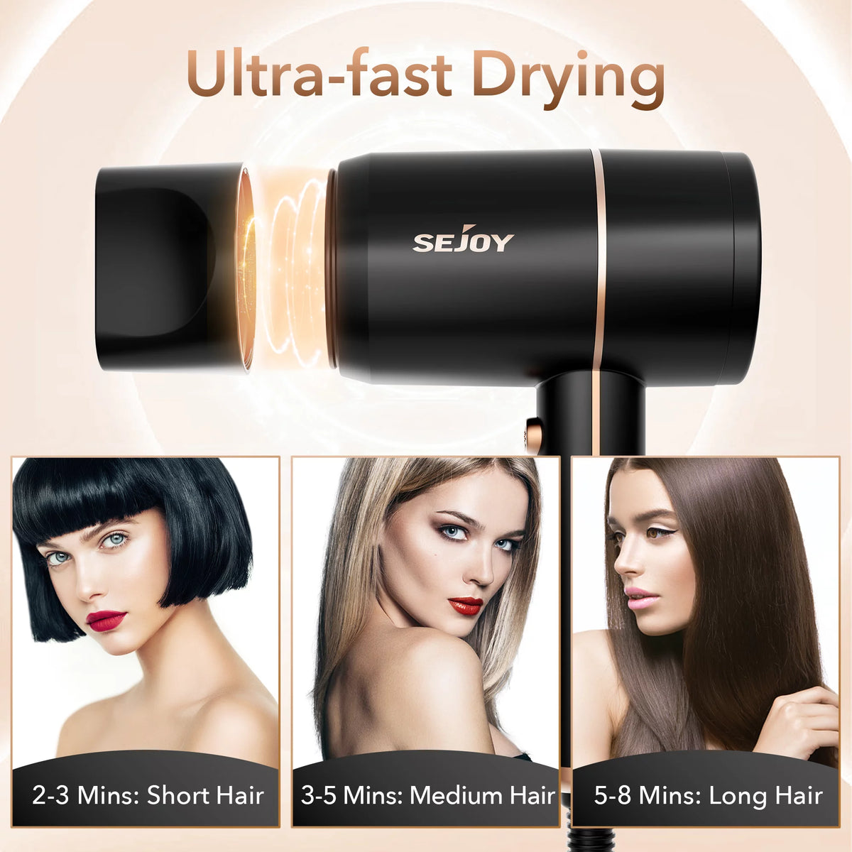 Black 1800W Ionic Hair Dryer U6774