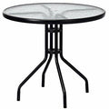 32x22 Outdoor Patio Round Tempered Glass Top Table with Umbrella Hole W760093