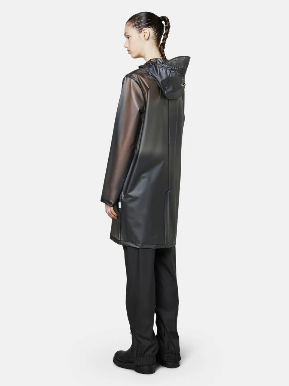 Foggy Black Hooded Coat R5457