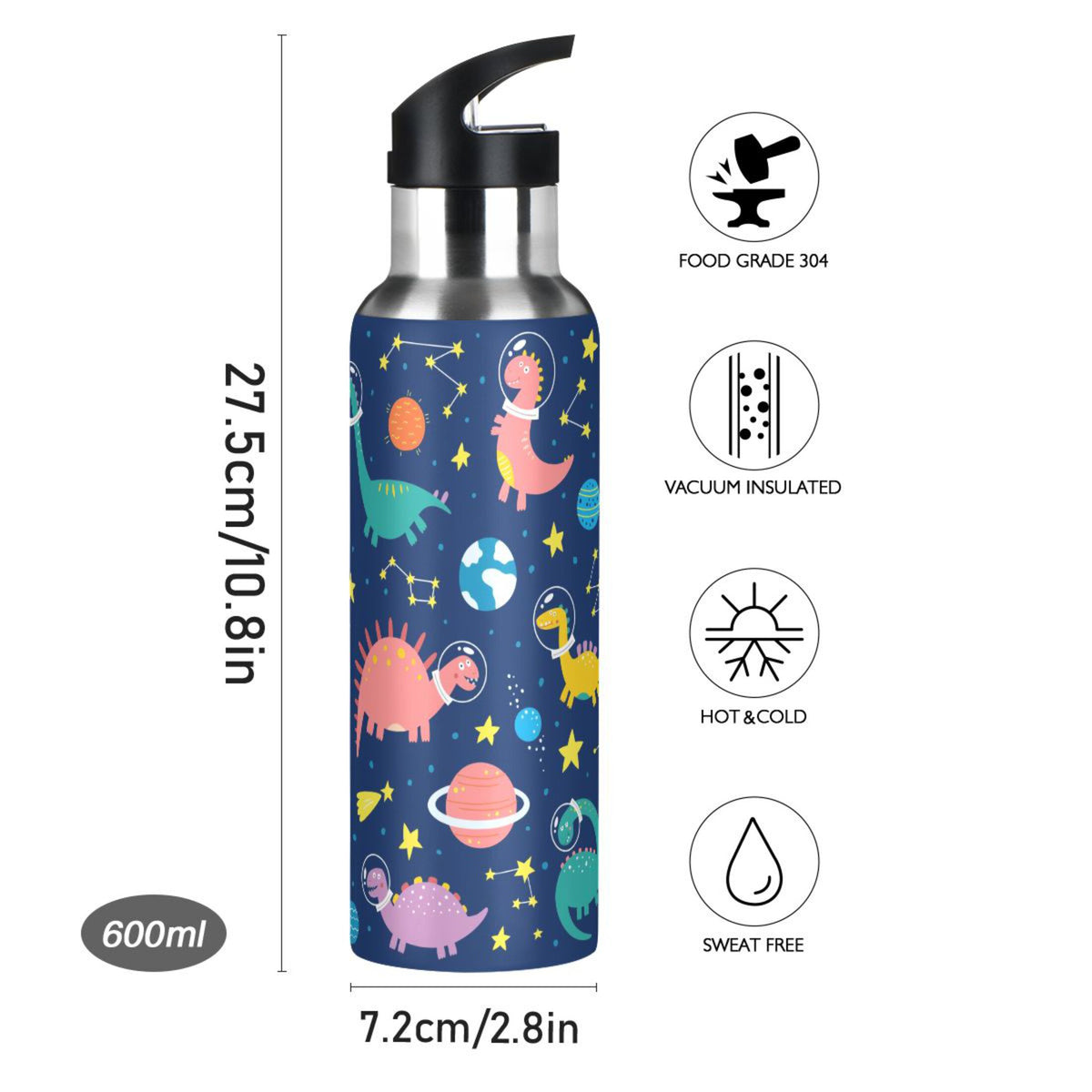 Stainless Steel Insulated Water Bottle with Straw Lid Q85942