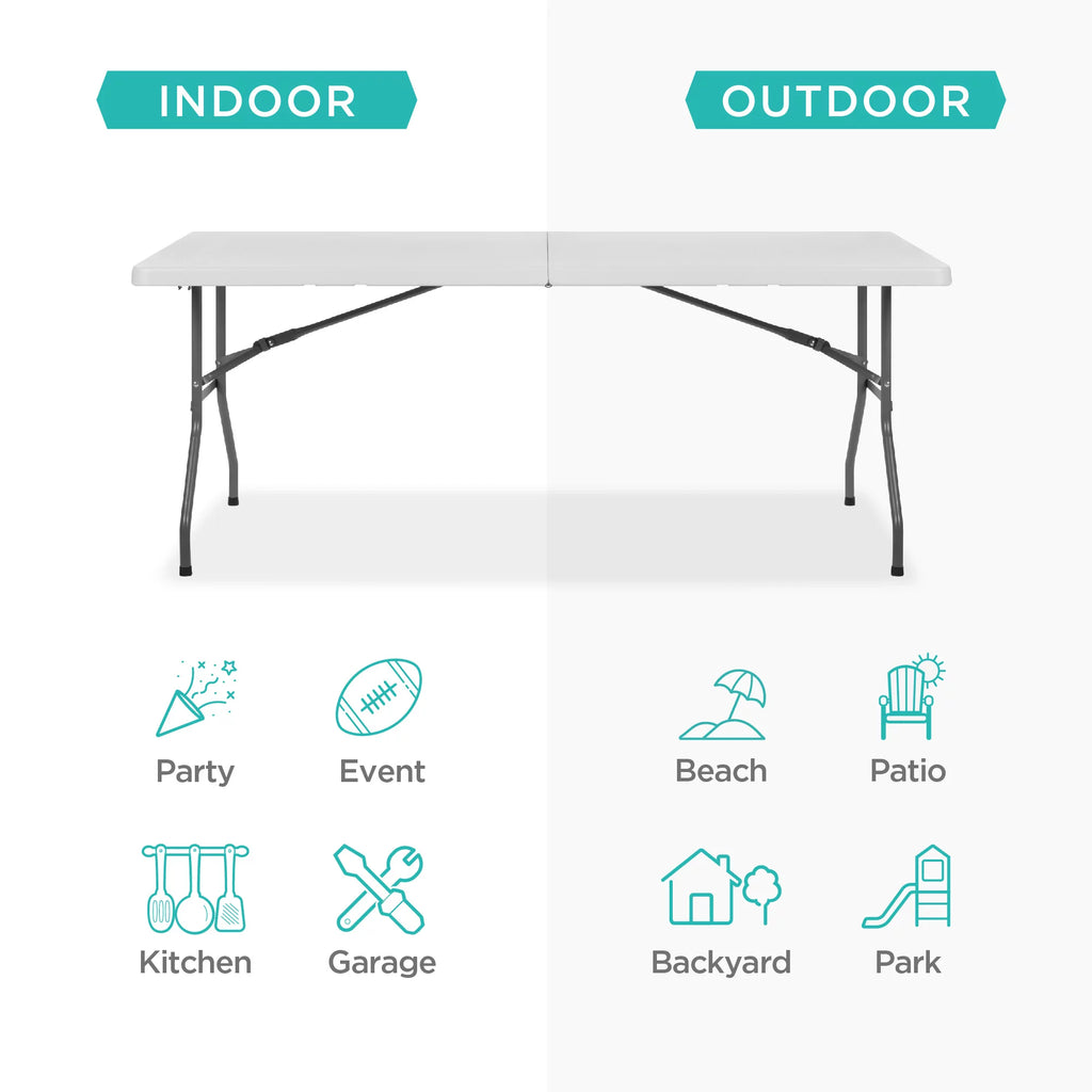 6ft White Plastic Folding Table N8374