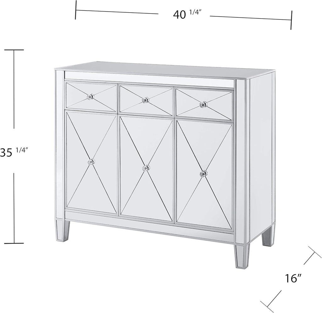 Mirrored Cabinet with Matte Silver Trim W918324