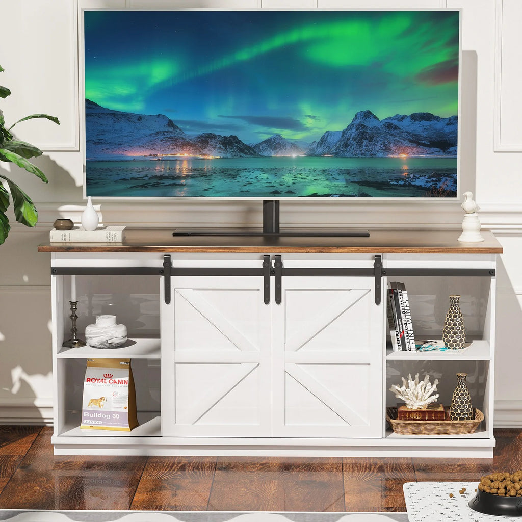 White Sliding Barn Door TV Stand J753077