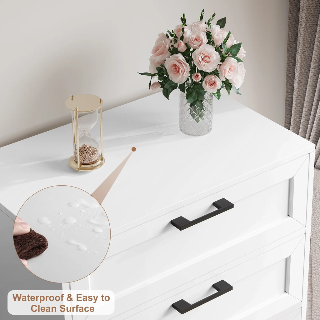 White 6 Drawer Tall Dresser K9530