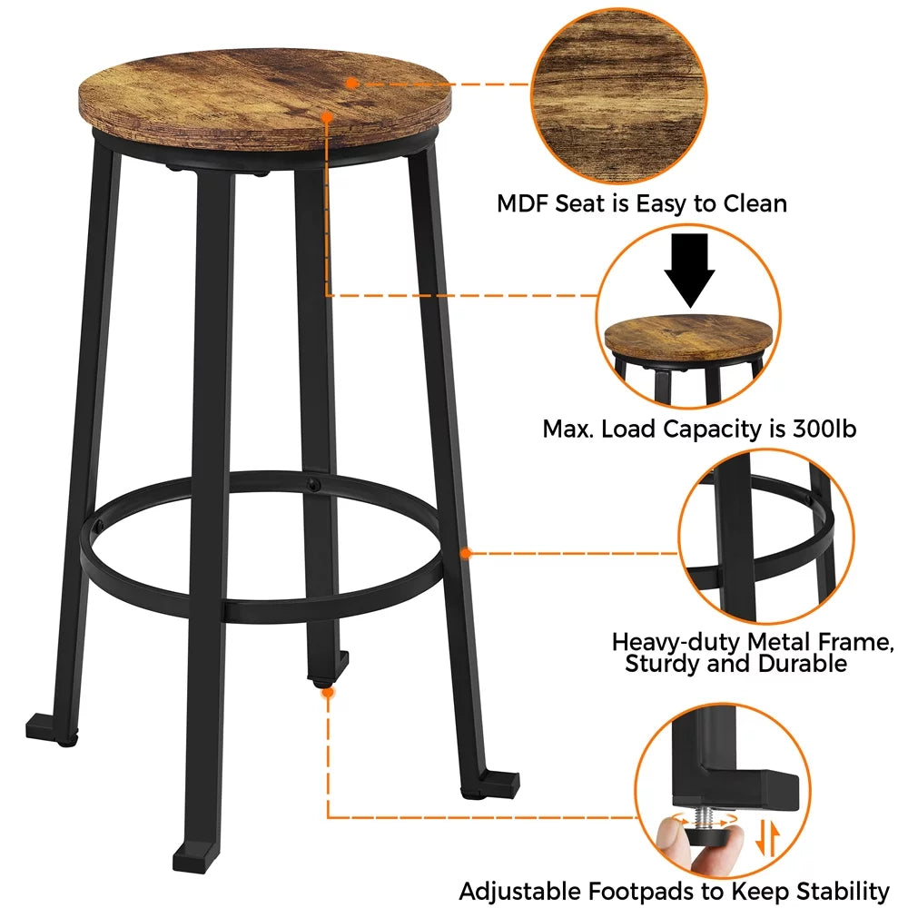 26"H Pub Height Bar Stools Set of 2 Rustic Brown M547