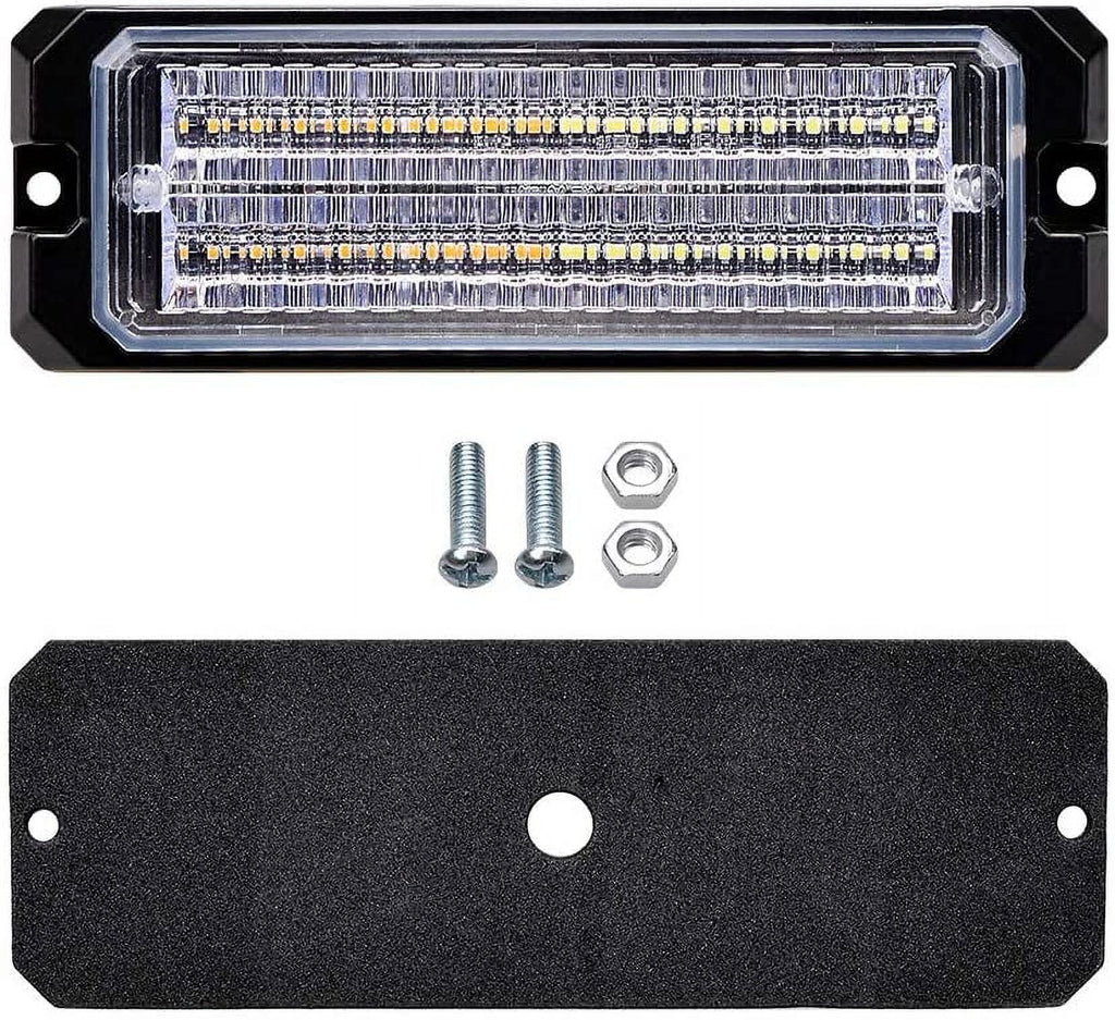Amber-White-Amber Emergency Beacon Strobe Light 88-LED 88W 32-LED 96W IP68 12V-24V G79873