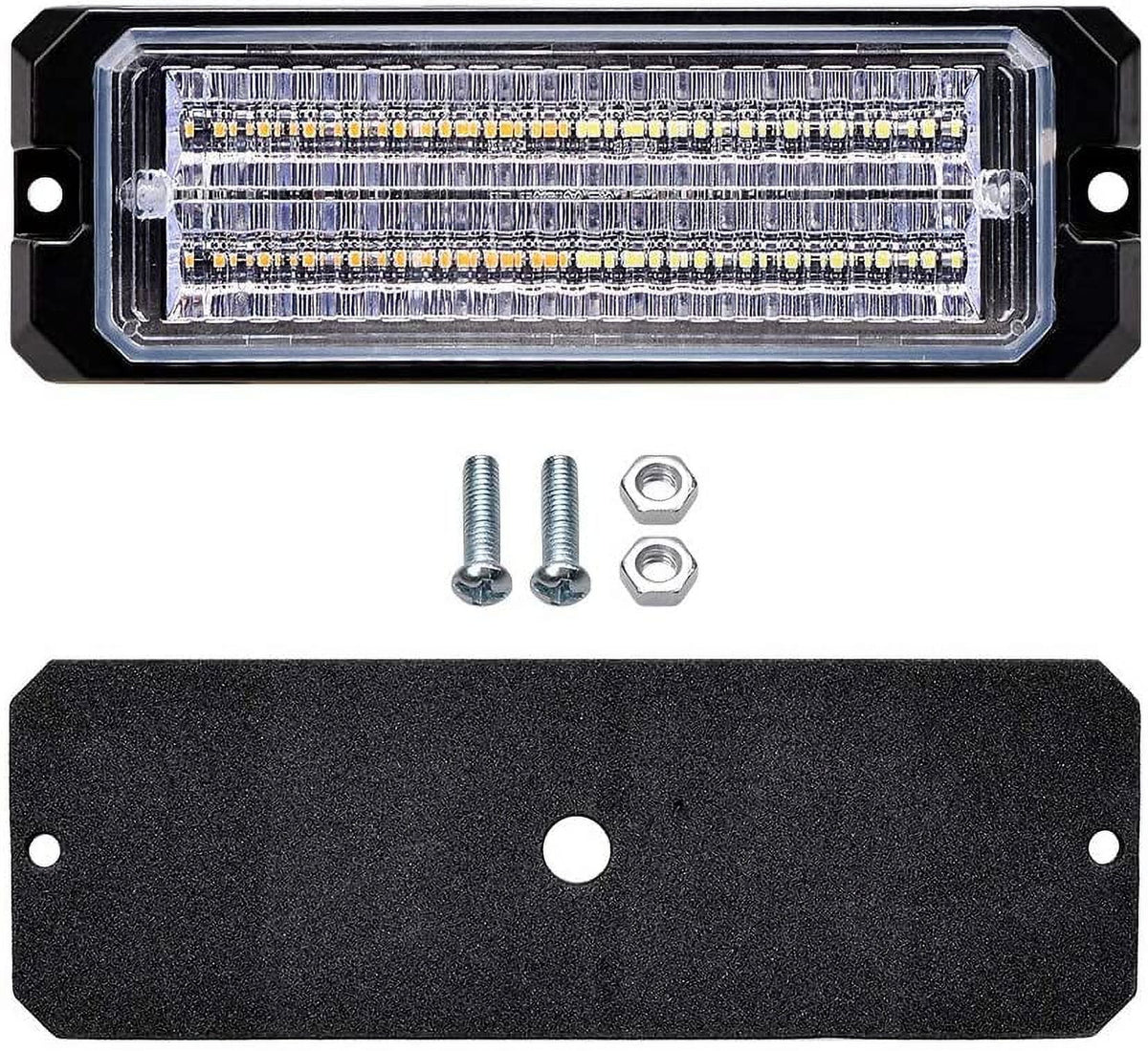 Amber-White-Amber Emergency Beacon Strobe Light 88-LED 88W 32-LED 96W IP68 12V-24V G79873
