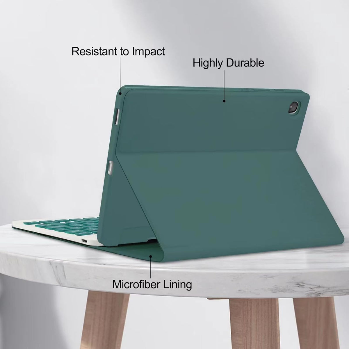 DarkGreen Keyboard Case with Pencil Holder for iPad 6th Generation, iPad 5th Gen, iPad Air 2, iPad Pro 9.7'' H3607