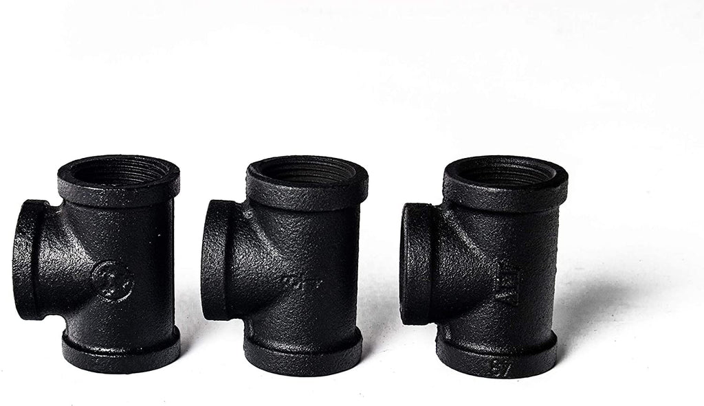 Black 3 Tier Wall-Mounted Pipe Shelves V7394