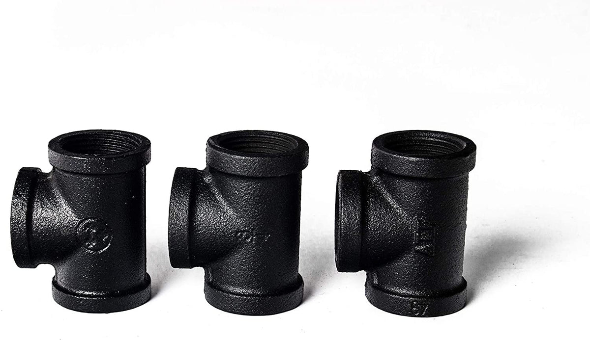 Black 3 Tier Wall-Mounted Pipe Shelves V7394