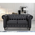 Black Faux Leather Chesterfield Loveseat I8531