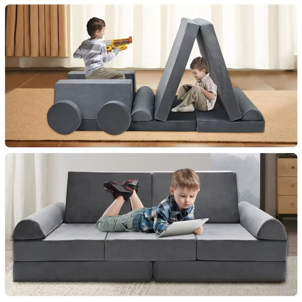 Gray 10 Pcs Kids Play Sofa X86068