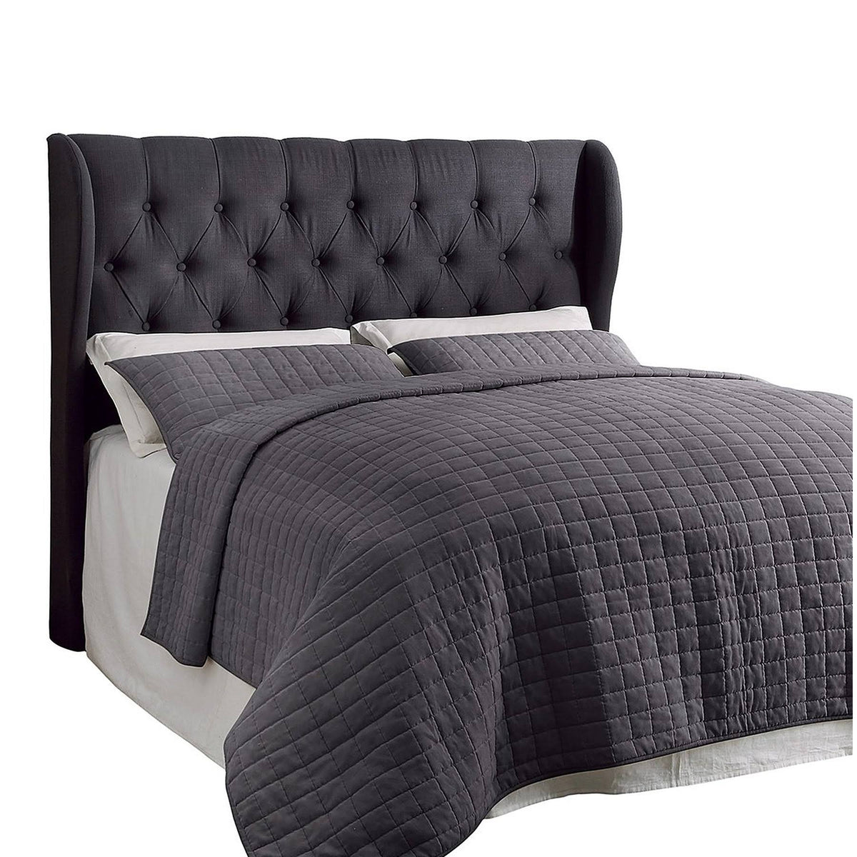 King Size Charcoal Fabric Wingback Headboard Z234055