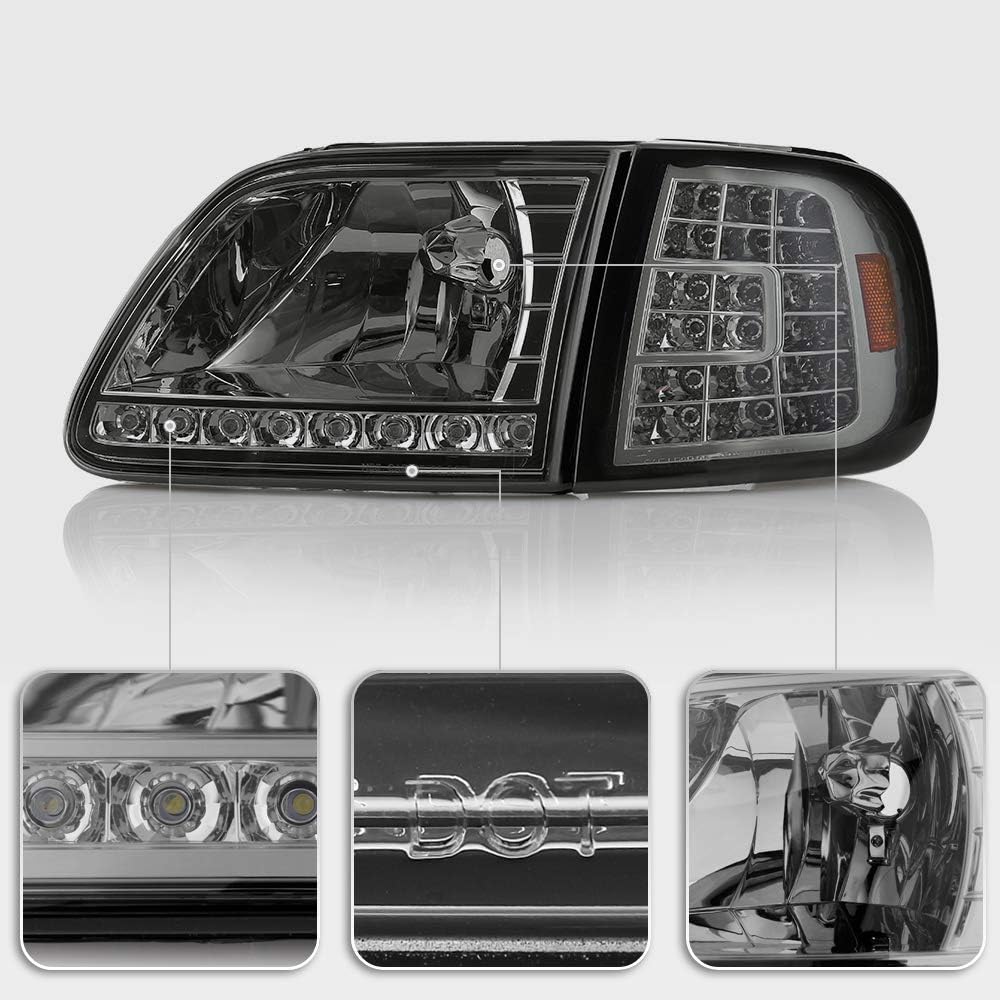 Smoked LED Strip DRL Headlights and LED Corner Lights Q44161