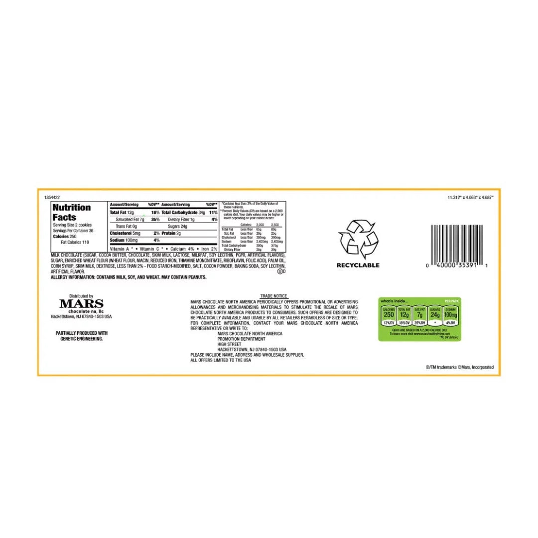 Caramel Cookie Chocolate Candy Bars 1.79-Ounce Box of 36 Count X679510