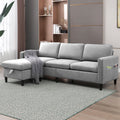 Light Gray L-Shaped Sectional Sofa with Storage Ottoman Z567