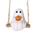White Resin Pumpkin Swing with Rope Hook Y4940