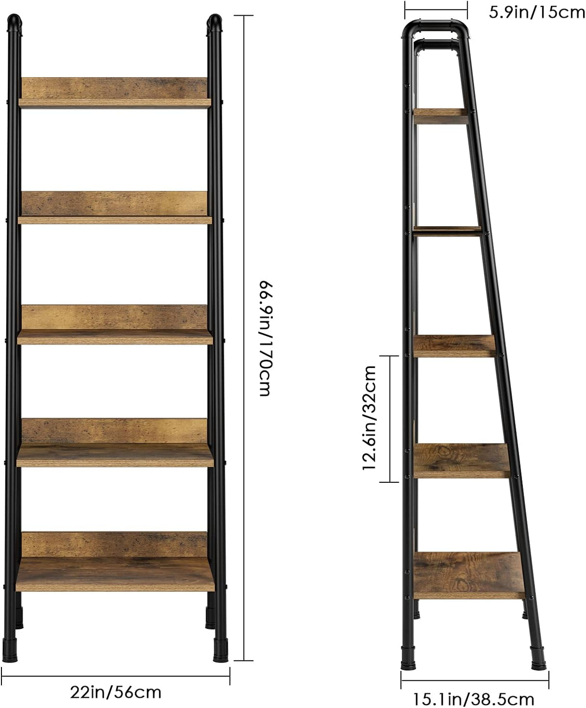 5 Tier Wood Ladder Shelf Z90589