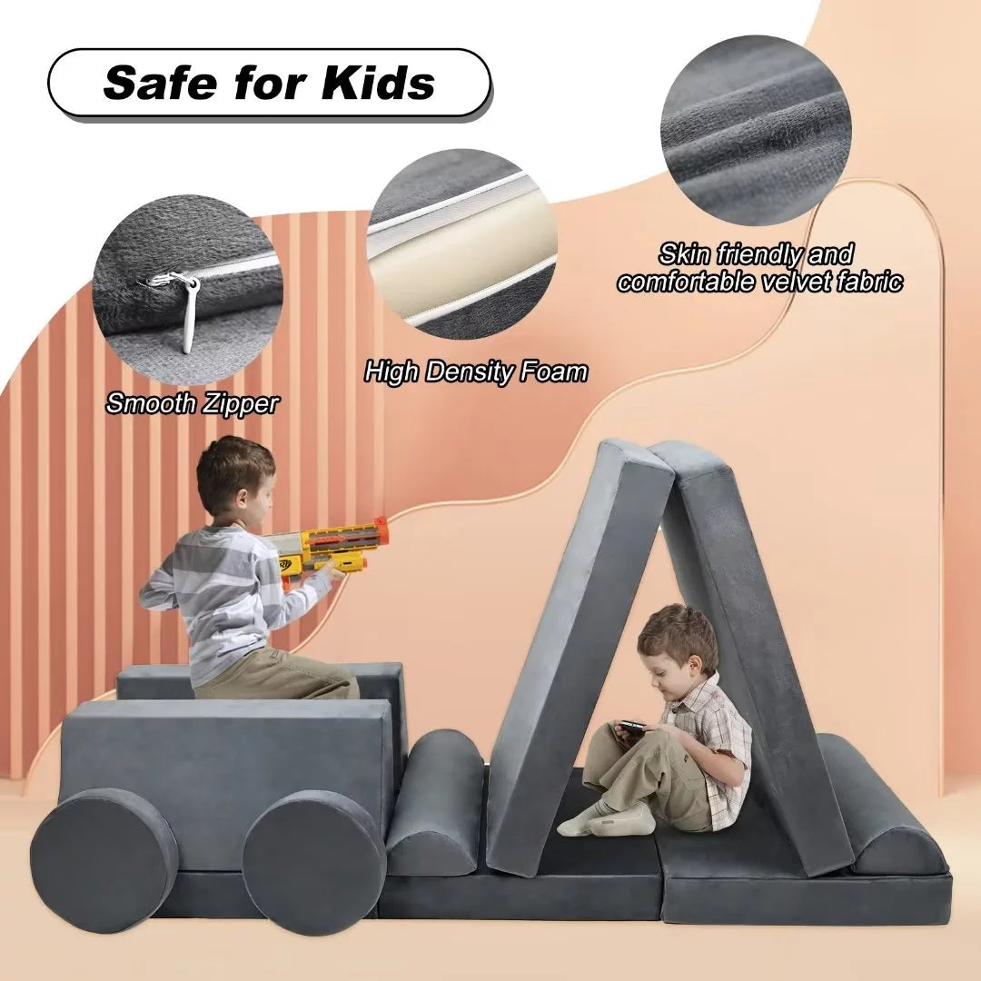 Gray 10 Pcs Kids Play Sofa X86068