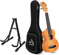 Mahogany 21 Inch Soprano Ukulele with Folding Guitar Stand Y83660