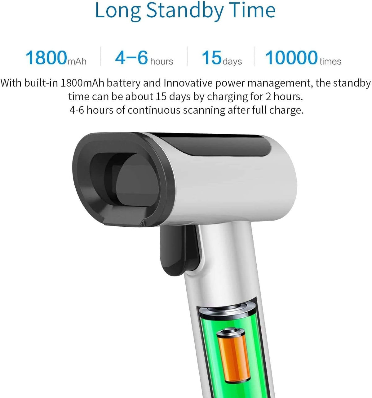 Bluetooth Wireless USB Wired Barcode Scanner with Stand Base J6498