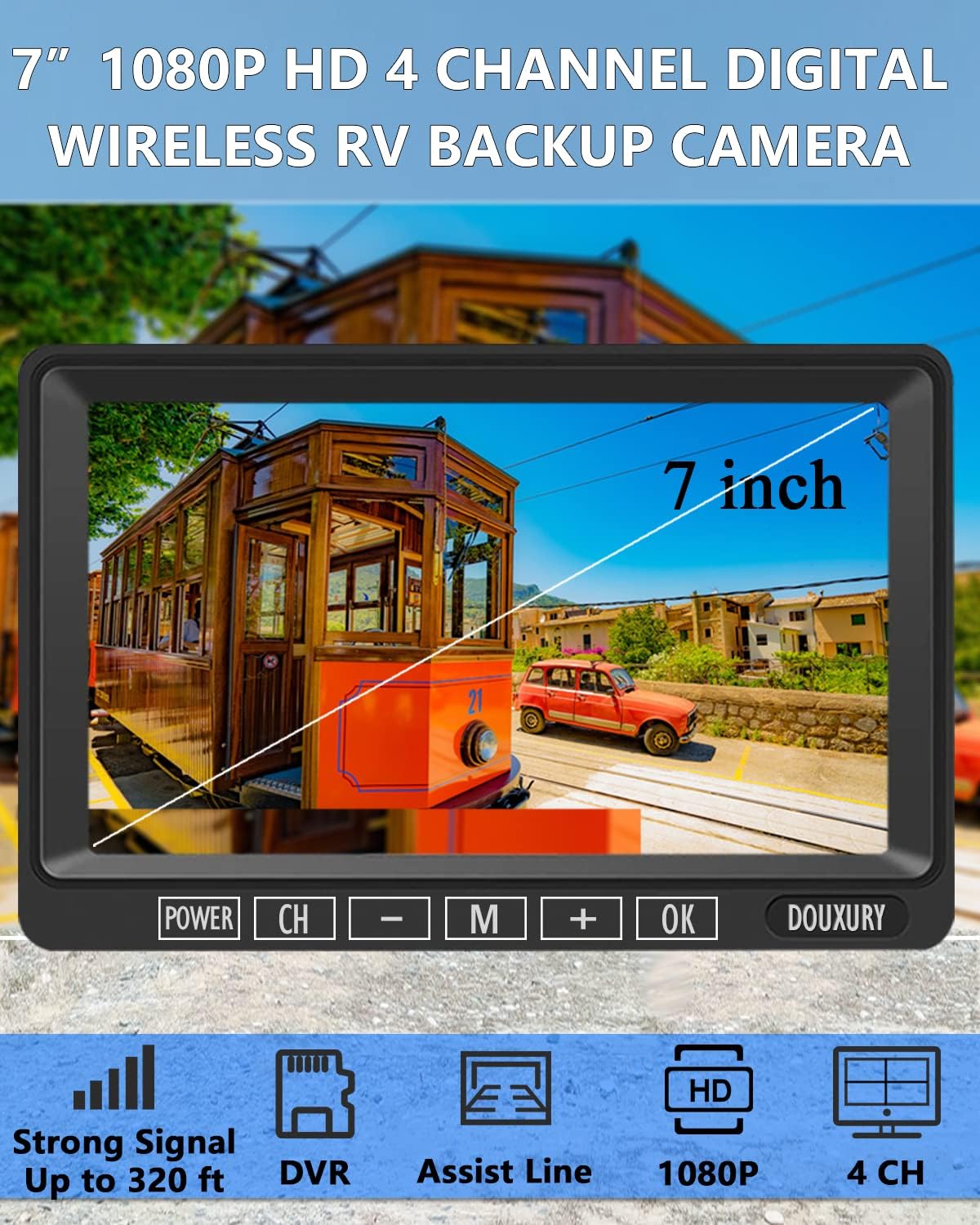 1080P Digital Wireless Backup Camera System 7'' Monitor IP69K Waterproof Night Vision W670