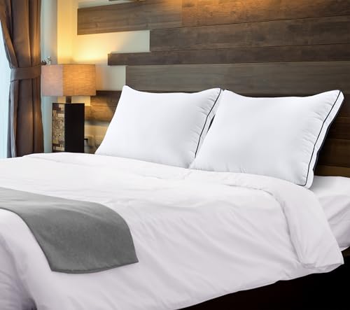 King Size White Set of 2 Gusseted Bed Pillows H103
