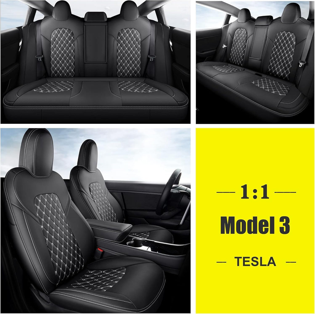 Pu Leather Car Seat Covers Full Set 5 Seatings Black Y845