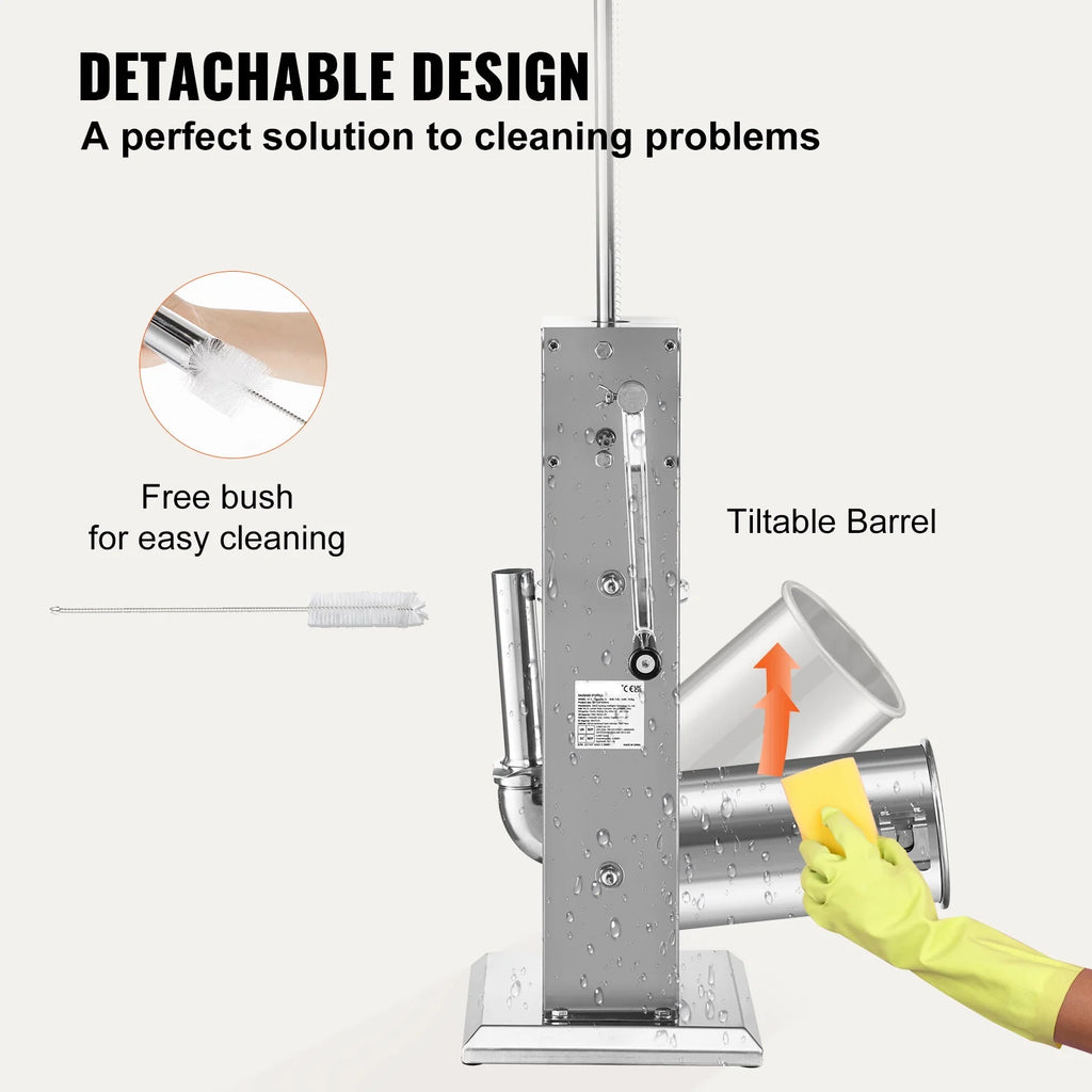 8lbs 5L Stainless Steel Sausage Stuffer A754