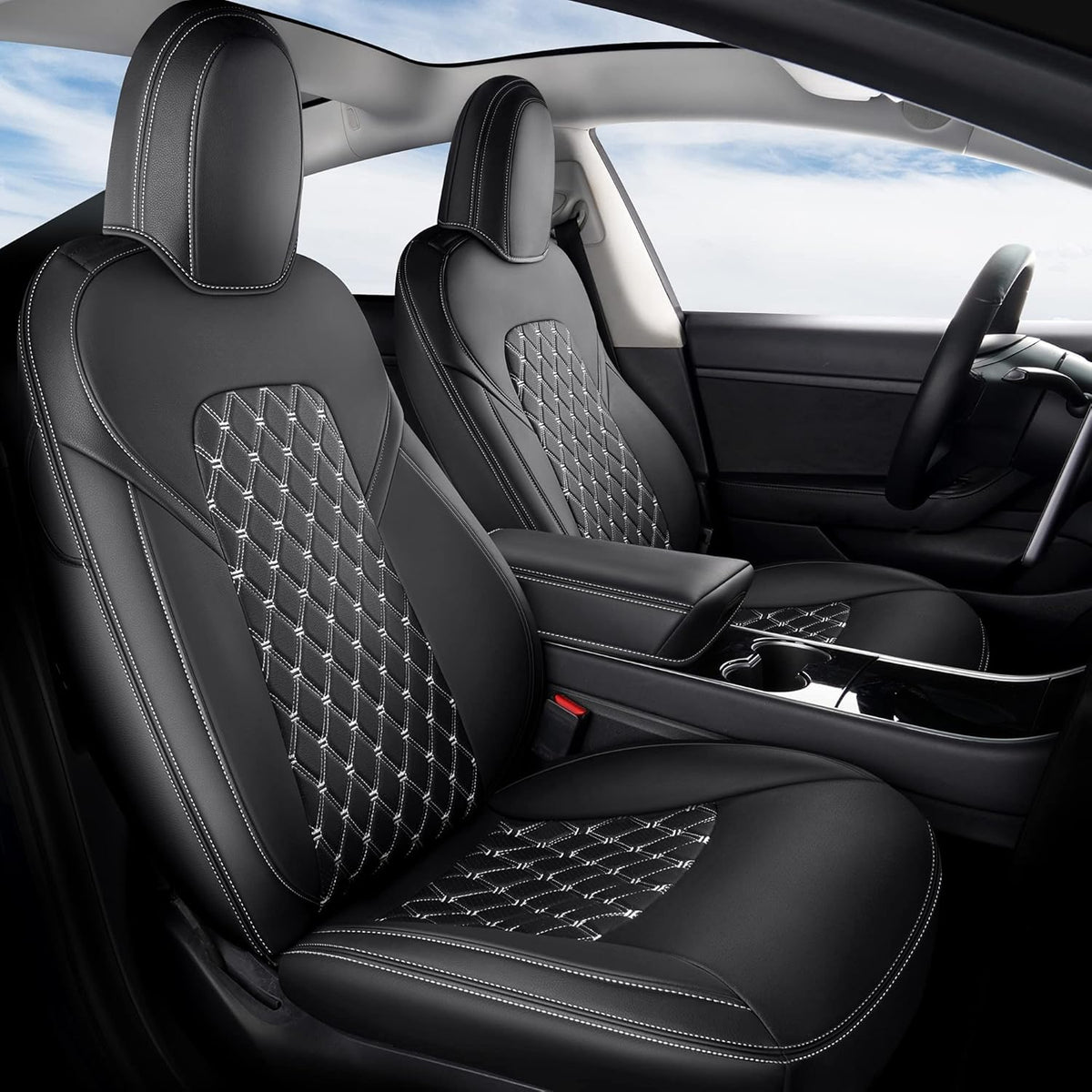 Pu Leather Car Seat Covers Full Set 5 Seatings Black Y845