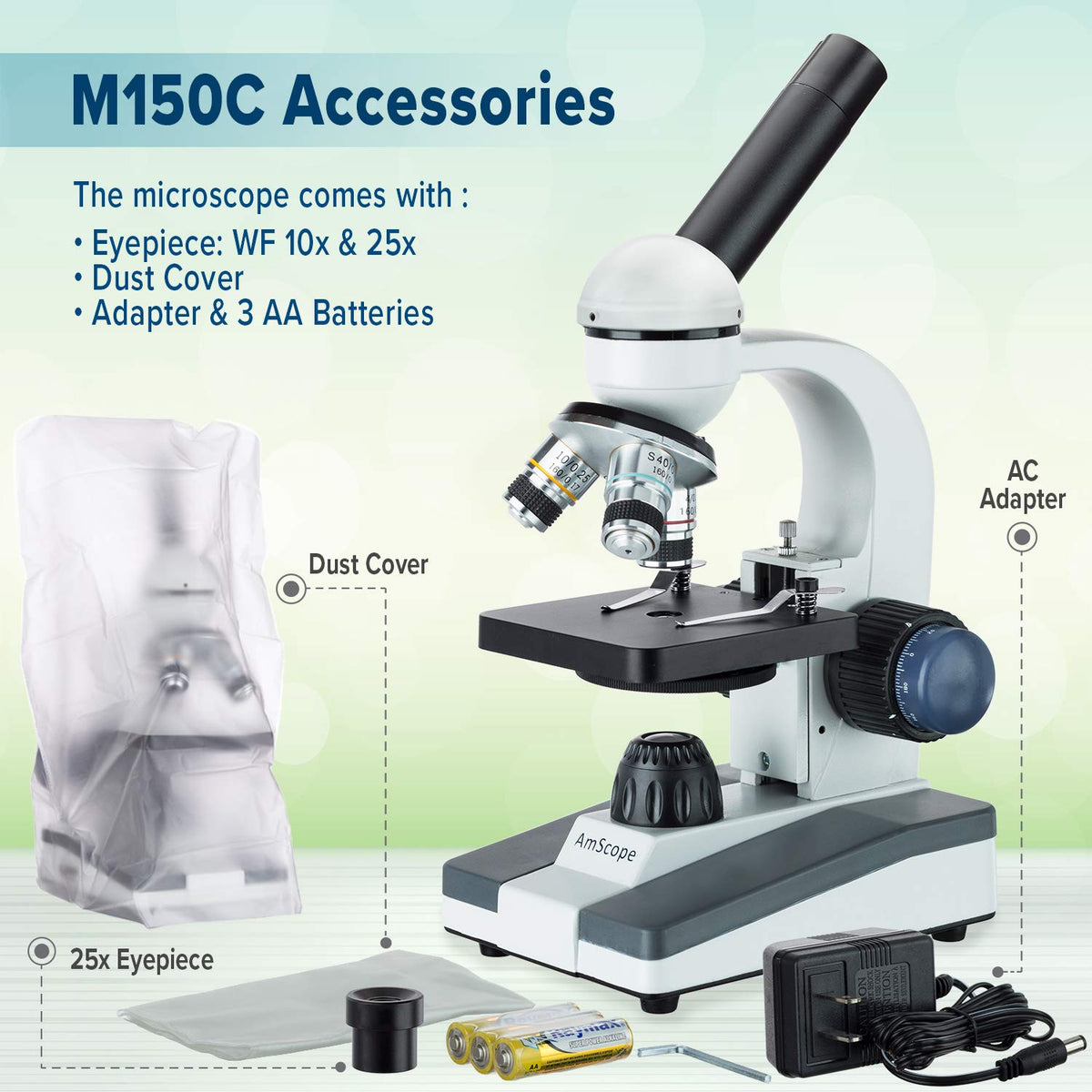 40X-1000X LED Student Microscope with 5MP USB Camera I48033