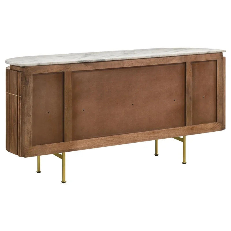 White and Natural Marble Top 4-door Dining Sideboard N266