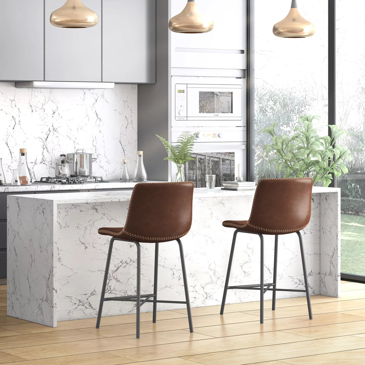 Set of 4 Bar Stools with Back and Footrest L20427