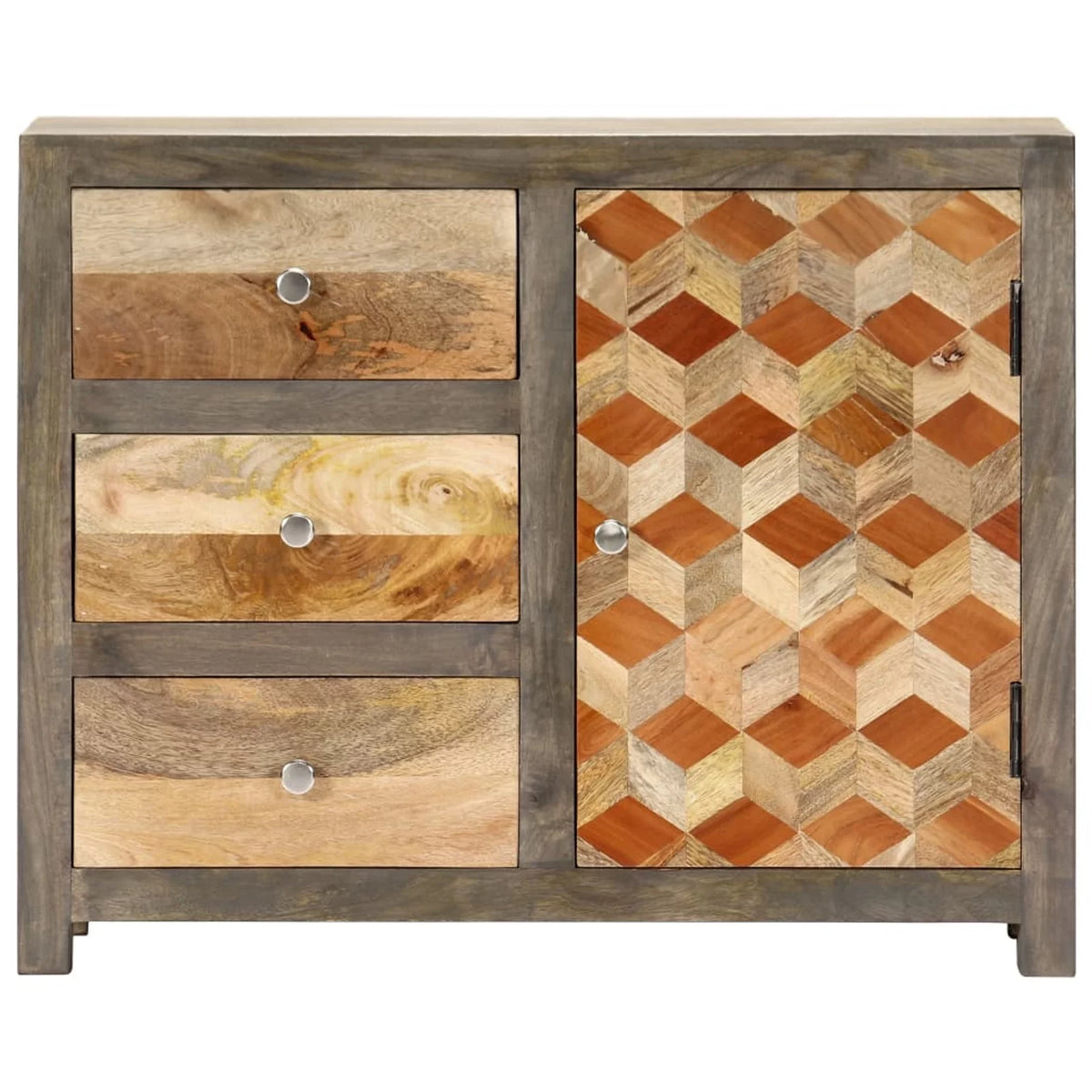 Gray Solid Mango Wood Side Cabinet N228311