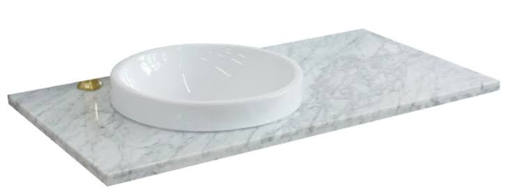 White Carrara Top Single Round Left Sink X581756