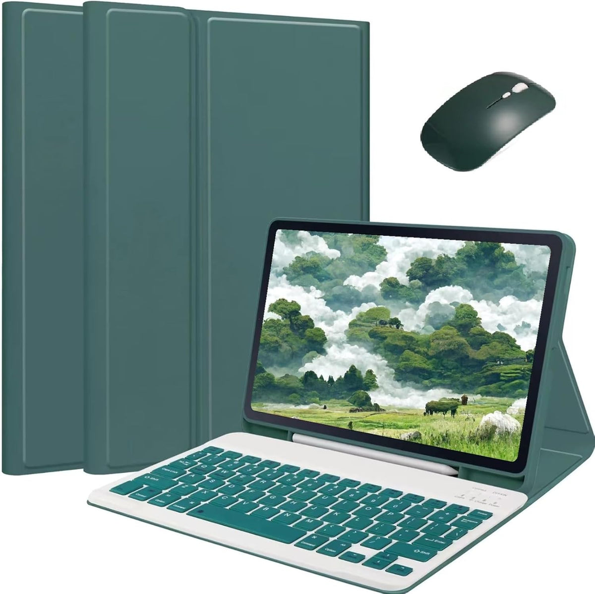 DarkGreen Keyboard Case with Pencil Holder for iPad 6th Generation, iPad 5th Gen, iPad Air 2, iPad Pro 9.7'' H3607