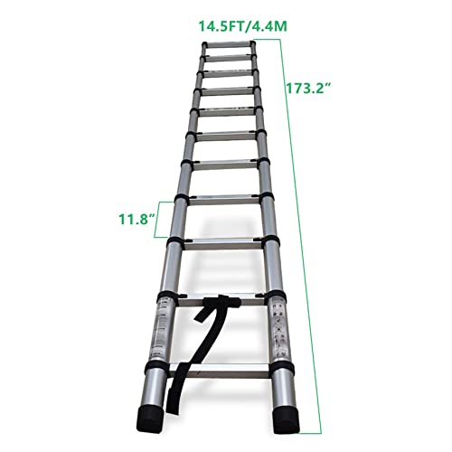 Aluminum Extendable Folding Telescoping Ladder, 330 lbs Capacity, 14.5FT T23204