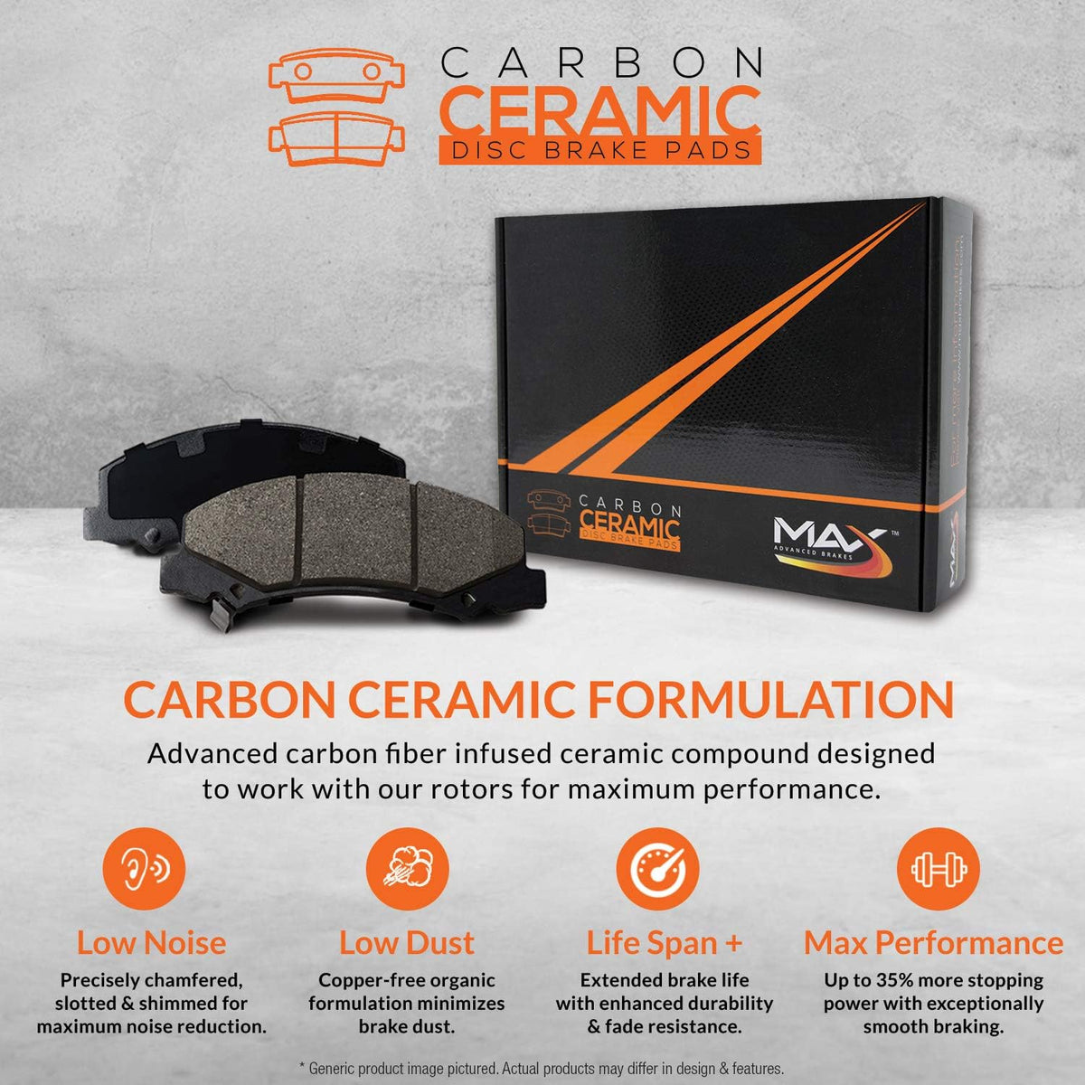Max Brakes Premium OE Rotors with Carbon Ceramic Pads Z48570