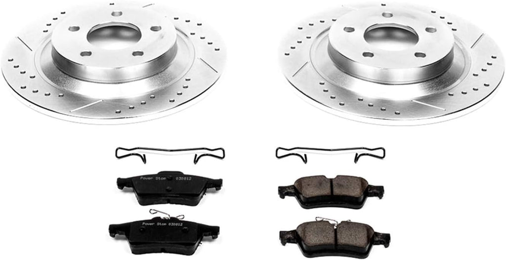 Rear Carbon Fiber Brake Pads with Drilled & Slotted Brake Rotors Kit K6965
