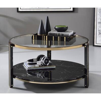 Clear Glass Faux Black Marble Coffee Table G9500