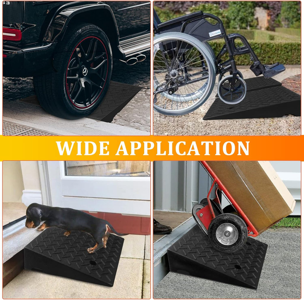 Rubber Curb Ramp 19.6 × 19.6 × 6 Heavy Duty Portable Threshold Ramp 1 PC R49270