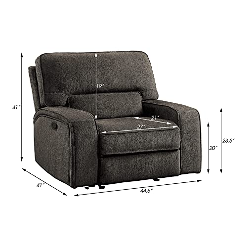 3-Piece Chenille Fabric Manual Reclining Sofa Set, Chocolate G35890