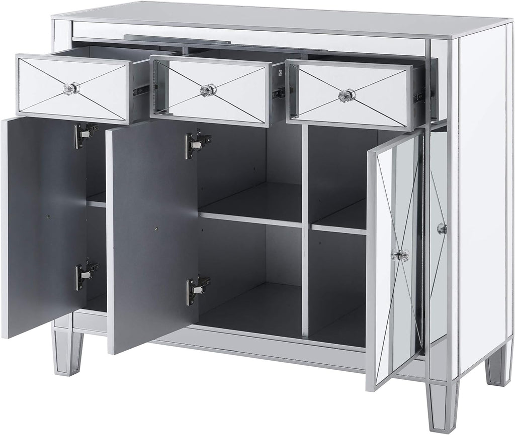 Mirrored Cabinet with Matte Silver Trim W918324