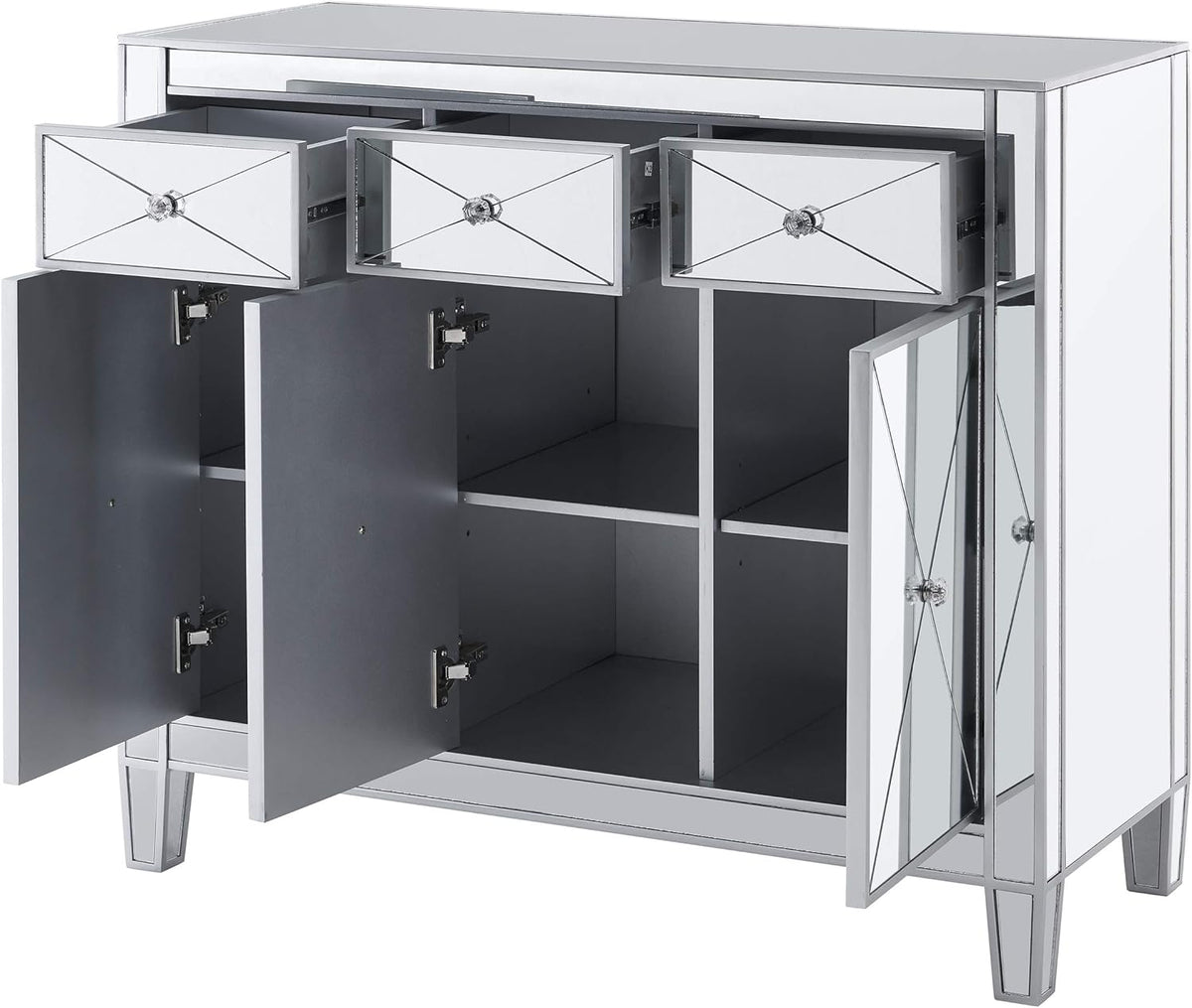 Mirrored Cabinet with Matte Silver Trim W918324