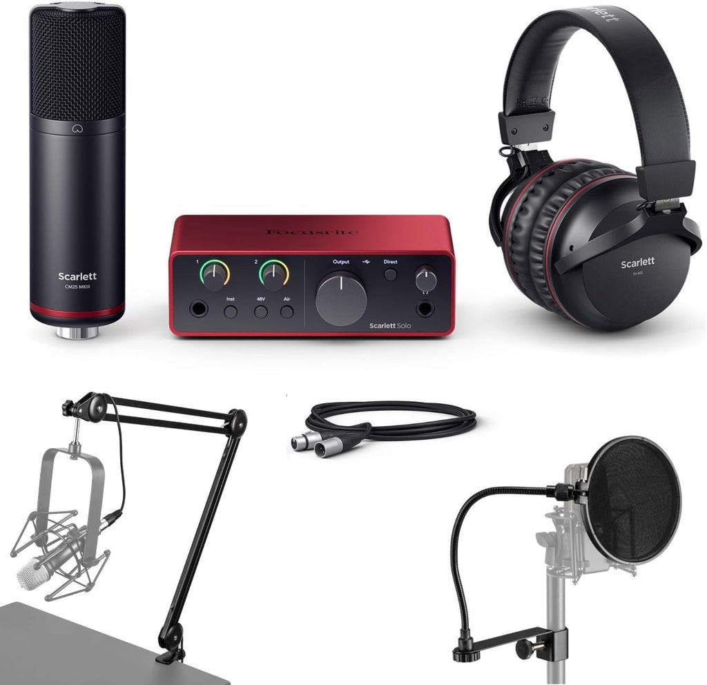 USB Audio Interface with CM25 Condenser Microphone and SH-450 Headphones H196