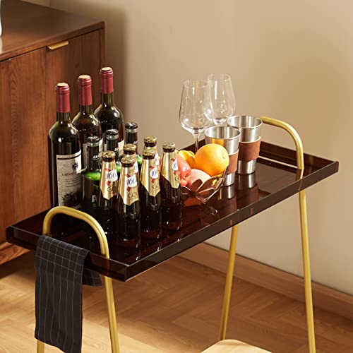 Black Mobile Bar Cart with Wine Rack and Glass Holder J6181