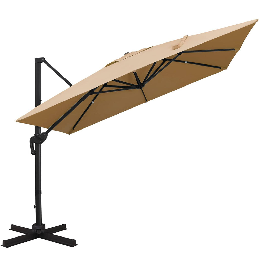 10x10ft Square Cantilever Patio Umbrella with Tilting System Q133806